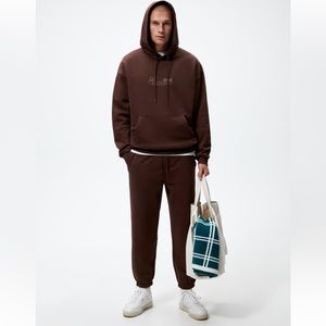 Zara Text Print Hooded Sweatshirt Men Size Medium NWT